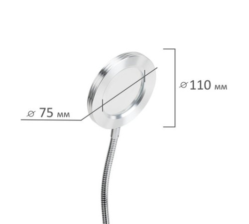 Лупа настольная на прищепке с LED-ПОДСВЕТКОЙ, диаметр 75 мм, увеличение 3, BRAUBERG, 455931