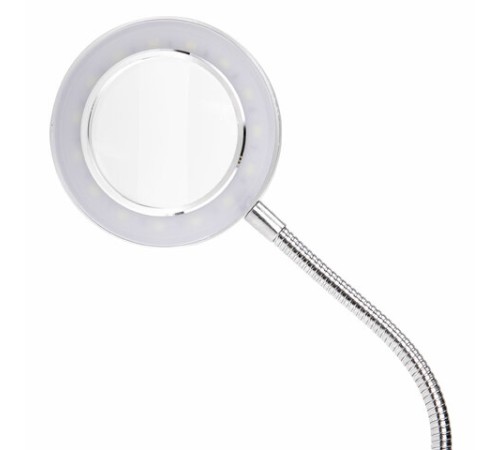Лупа настольная на прищепке с LED-ПОДСВЕТКОЙ, диаметр 75 мм, увеличение 3, BRAUBERG, 455931