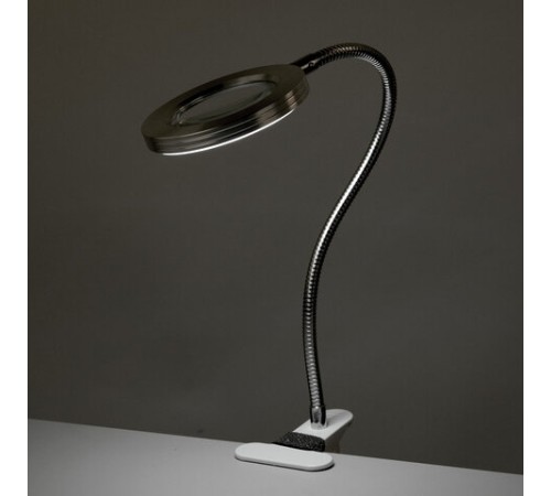 Лупа настольная на прищепке с LED-ПОДСВЕТКОЙ, диаметр 75 мм, увеличение 3, BRAUBERG, 455931