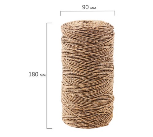 Шпагат льняной банковский, диаметр 1,5 мм, длина 400 м, линейная плотность 1250 текс, BRAUBERG, 600115