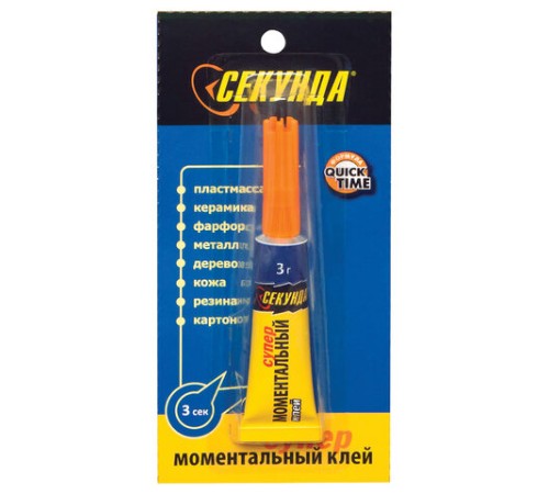 Клей моментальный СЕКУНДА, 3 г, отрывная мультикарта, 403-103