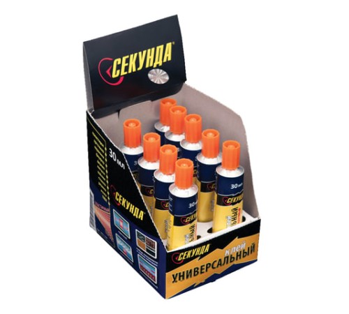 Клей универсальный СЕКУНДА, 30 мл, в шоу-боксе, 403-158/403-232