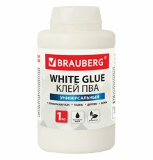 Клей ПВА BRAUBERG, 1 кг, универсальный (бумага, картон, дерево), 600983