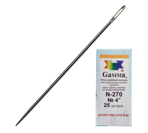 Иглы для прошивки документов (игла цыганская), комплект 25 шт., размер 10 см, бумажная упаковка, N-270