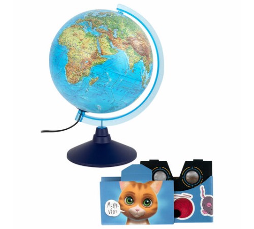 Глобус интерактивный + очки VR физический / политический Globen, 25 см, с подсветкой, INT12500284
