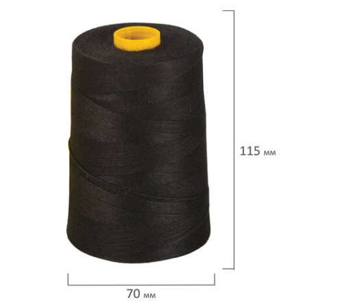 Нить лавсановая для прошивки документов, ЧЕРНАЯ, диаметр 1 мм, длина 1000 м, ЛШ 210ч, BRAUBERG, 603771