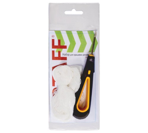 Набор для прошивки документов (шило с ушком, нить 60 м), в блистере, STAFF, 605383