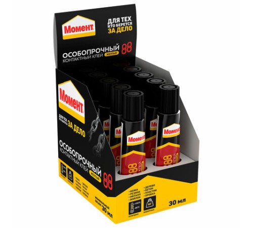 Клей универсальный МОМЕНТ-88, 30 мл, особопрочный, в шоу-боксе, 1139012