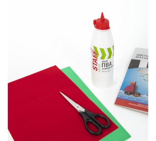 Клей ПВА универсальный 0,5 кг (бумага, картон, дерево), STAFF, 606429