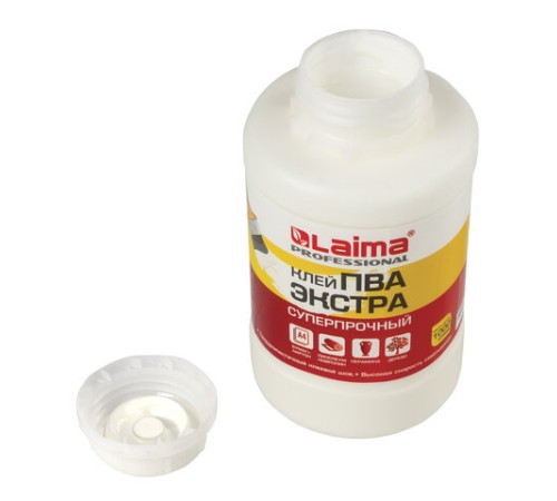 Клей ПВА Экстра Суперпрочный 1 кг (керамика, ткань, кожа, дерево, бумага, картон), LAIMA, 606432