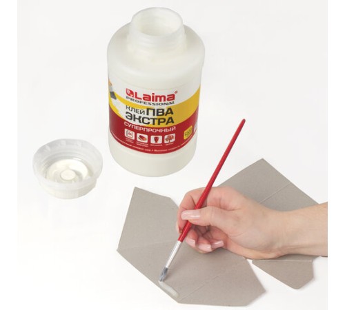 Клей ПВА Экстра Суперпрочный 1 кг (керамика, ткань, кожа, дерево, бумага, картон), LAIMA, 606432