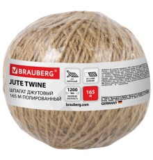 Шпагат джутовый полированный длина 165 м, диаметр 1,5 мм, 2-х ниточный, BRAUBERG, 607943