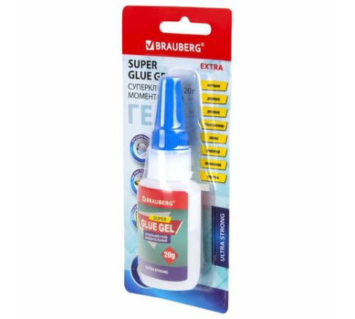 Клей-Гель моментальный ультрапрочный суперклей BRAUBERG EXTRA, 20 г, МАКСИМАЛЬНЫЙ ОБЪЕМ, 608102