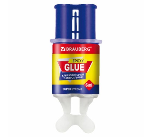 Клей универсальный эпоксидный шприц (смола+отвердитель) 3+3 мл суперпрочный, BRAUBERG EXTRA, 608104