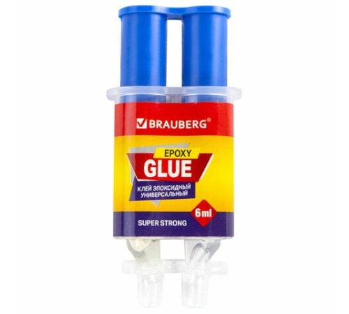 Клей универсальный эпоксидный шприц (смола+отвердитель) 3+3 мл суперпрочный, BRAUBERG EXTRA, 608104