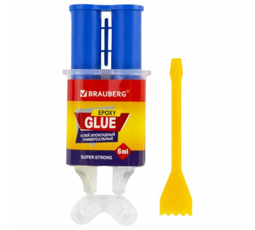 Клей универсальный эпоксидный шприц (смола+отвердитель) 3+3 мл суперпрочный, BRAUBERG EXTRA, 608104