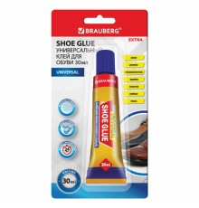 Клей универсальный обувной водостойкий BRAUBERG EXTRA, 30 мл, прочный, блистер, 608105