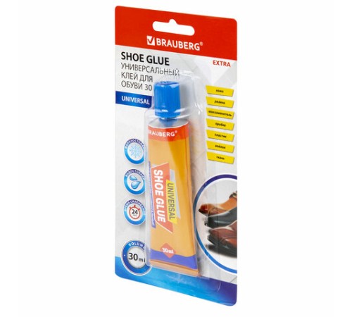 Клей универсальный обувной водостойкий BRAUBERG EXTRA, 30 мл, прочный, блистер, 608105