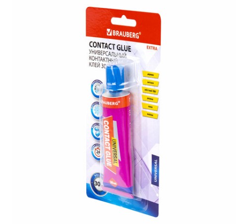 Клей контактный универсальный BRAUBERG EXTRA, 30 мл, прочный, блистер, 608106
