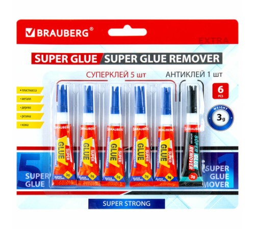 Клей моментальный Суперклей 5 шт. по 3 г + 