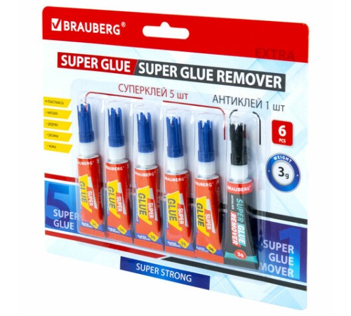 Клей моментальный Суперклей 5 шт. по 3 г + 