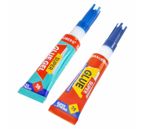 Клей-Гель моментальный 3 шт. по 3 г + Суперклей 3 шт. по 3 г, НАБОР 6 тюбиков, BRAUBERG EXTRA, 608108