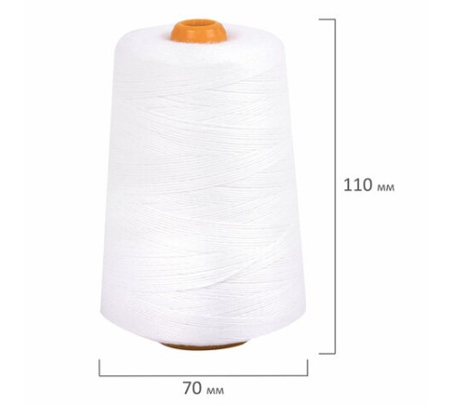 Нить лавсановая для прошивки, БЕЛАЯ диаметр 1 мм, 1000 м, ЛШ 210, BRAUBERG ORIGINAL, 608921