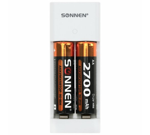 Зарядное устройство с аккумуляторами 4 шт. (2+2) AA+AAA (HR6+HR03), 2700 mAh + 1000 mAh, SONNEN (СОНЕН) BC2, 455005 Зарядное устройство с аккумуляторами 4 шт. (2+2) AA+AAA (HR6+HR03), 2700 mAh + 1000 mAh, SONNEN (СОНЕН) BC2, 455005