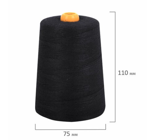 Нить лавсановая для прошивки, ЧЕРНАЯ, диаметр 1 мм, 1000 м, ЛШ 210, BRAUBERG ORIGINAL, 608924