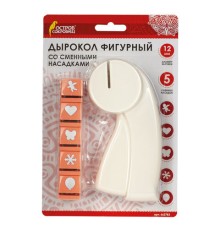 Дырокол фигурный, со сменными насадками, 5 штук, ОСТРОВ СОКРОВИЩ, 662783