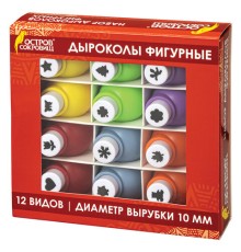 Дыроколы фигурные, НАБОР 12 видов, диаметр вырубки 10 мм, ОСТРОВ СОКРОВИЩ, 665226