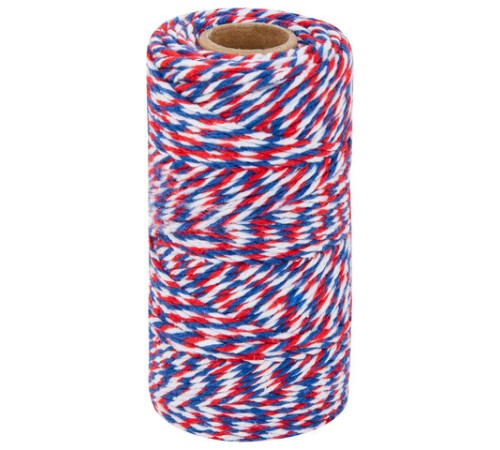 Нить хлопчатобумажная для прошивки документов, ТРИКОЛОР, диаметр 1,6 мм, длина 120 м, BRAUBERG, 700364