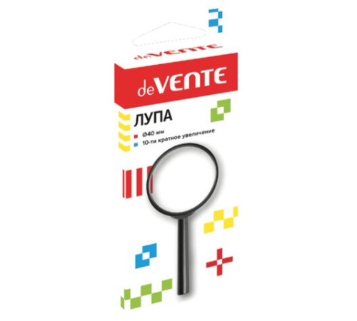 Лупа просмотровая deVENTE диаметр 40 мм, увеличение 10, пластиковая оправа, в картонной коробке, 00091038