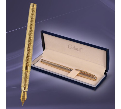 Ручка перьевая GALANT Versus, корпус золотистый, ежедневник недатированный А5 черный, пакет, 880906