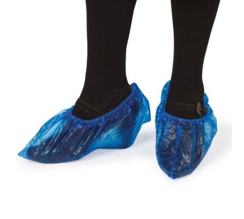 Бахилы КОМПЛЕКТ 100 штук (50 пар), ОСОБО ПРОЧНЫЕ, размер 40х14 см, 55 мкм, 6 г, ПНД, LAIMA, 104980