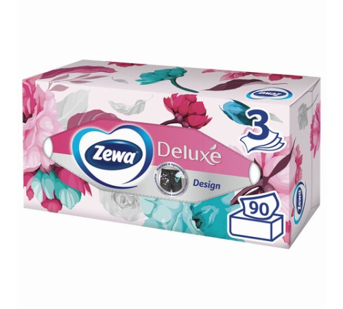 Салфетки косметические 90 штук в картонном боксе, 3-слойные, ZEWA Deluxe Design, 28420