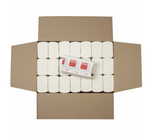 Полотенца бумажные 200 шт., LAIMA (H2) PREMIUM, 2-слойные, белые, КОМПЛЕКТ 21 пачка, 22,5х21,3 см, Z-сложение, 111339