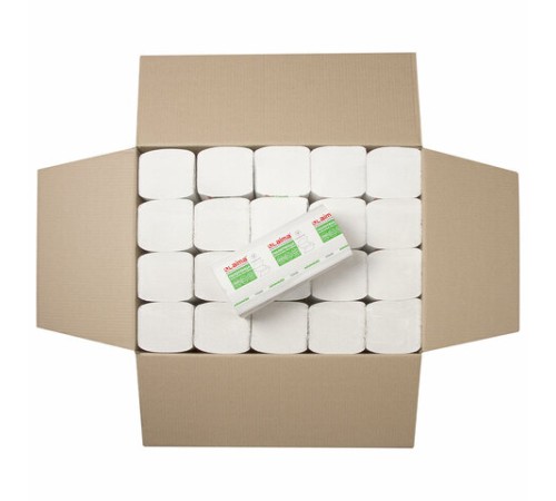 Полотенца бумажные 200 шт., LAIMA (H3) ADVANCED, 2-слойные, белые, КОМПЛЕКТ 20 пачек, 22х23, V-сложение, 111340