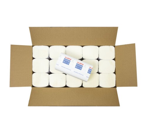 Полотенца бумажные 250 шт., LAIMA (H3) UNIVERSAL WHITE PLUS, 1-слойные, белые, КОМПЛЕКТ 15 пачек, 23х23, V-сложение, 111343