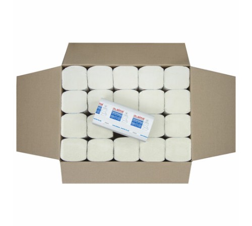 Полотенца бумажные 250 шт., LAIMA (H3) UNIVERSAL WHITE PLUS, 1-слойные, белые, КОМПЛЕКТ 20 пачек, 23х22, V-сложение, 111344