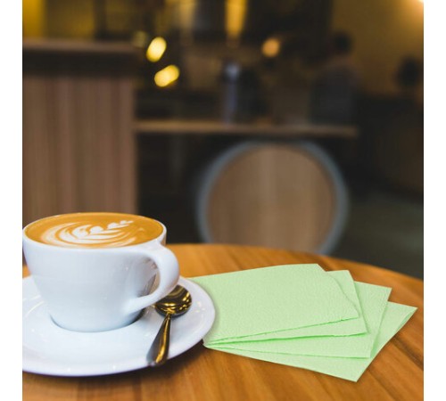 Салфетки бумажные 100 штук, 24х24 см, LAIMA, зелёные (пастельный цвет), 100% целлюлоза, 111791