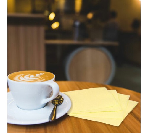 Салфетки бумажные 250 штук, 24х24 см, LAIMA, желтые, 100% целлюлоза, 111948