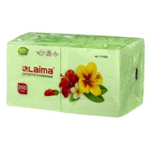 Салфетки бумажные, 250 шт., 24х24 см, LAIMA, зеленые (пастельный цвет), 100% целлюлоза, 111952