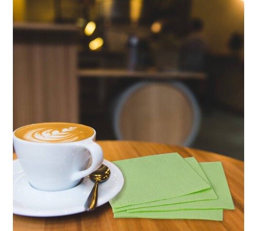 Салфетки бумажные, 250 шт., 24х24 см, LAIMA, зеленые (пастельный цвет), 100% целлюлоза, 111952