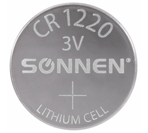 Батарейка литиевая SONNEN Lithium CR1220 "таблетка, дисковая, кнопочная" 1 шт., блистер, 455597 Батарейка литиевая SONNEN Lithium CR1220 "таблетка, дисковая, кнопочная" 1 шт., блистер, 455597