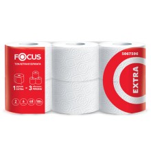 Бумага туалетная, спайка 6 шт., 2-слойная (6х48 м) Focus Extra, белая, 5067596