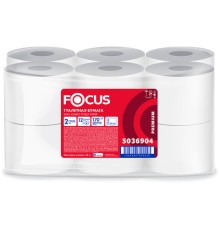 Бумага туалетная 170 м, FOCUS (Система Т2) 2-слойная, цвет белый, КОМПЛЕКТ 12 рулонов, 5036904