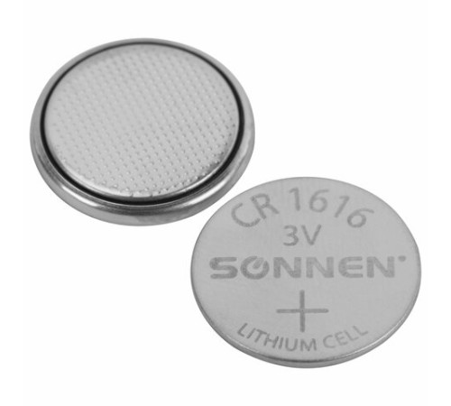 Батарейка литиевая SONNEN Lithium CR1616 "таблетка, дисковая, кнопочная" 1 шт., блистер, 455598 Батарейка литиевая SONNEN Lithium CR1616 "таблетка, дисковая, кнопочная" 1 шт., блистер, 455598