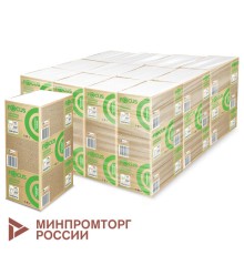 Полотенца бумажные 250 шт. FOCUS (Система H2) Eco, 1-слойные, белые, КОМПЛЕКТ 12 пачек, 24х21,5, Z-сложение, 5083814/5069958