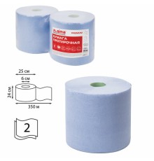 Бумага протирочная 350 м, LAIMA (Система W1) PREMIUM, 2-слойная, 1167 листов в рулоне размером 24х30 см в рулоне, КОМПЛЕКТ 2 рулона, 112511